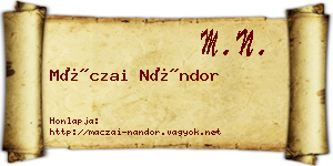 Máczai Nándor névjegykártya